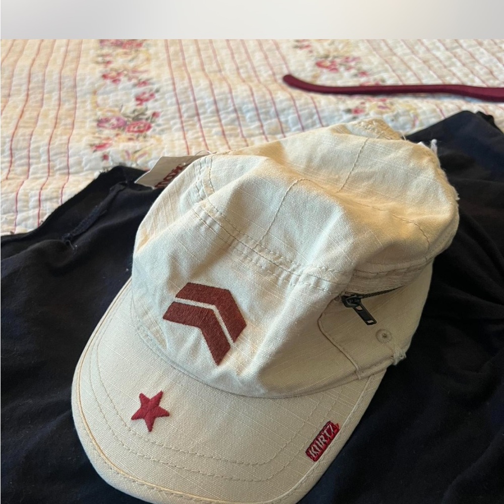 A. Kurtz Khaki Cap with Red Star and Chevron